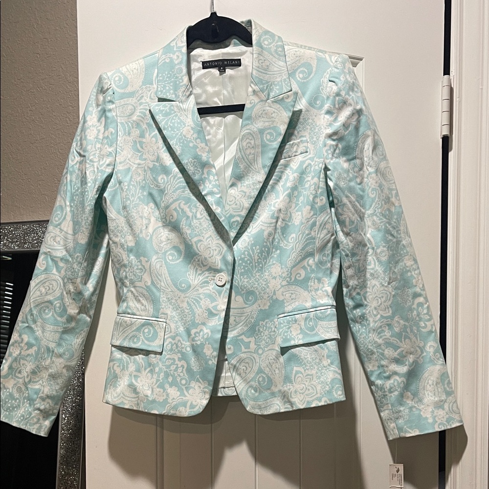 ANTONIO MELANI Light Blue Paisley Blazer